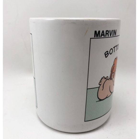 Vintage Hallmark Bottoms Up Marvin Coffee Mug 1982 Tom Armstrong White Cup Comic - Picture 2 of 8